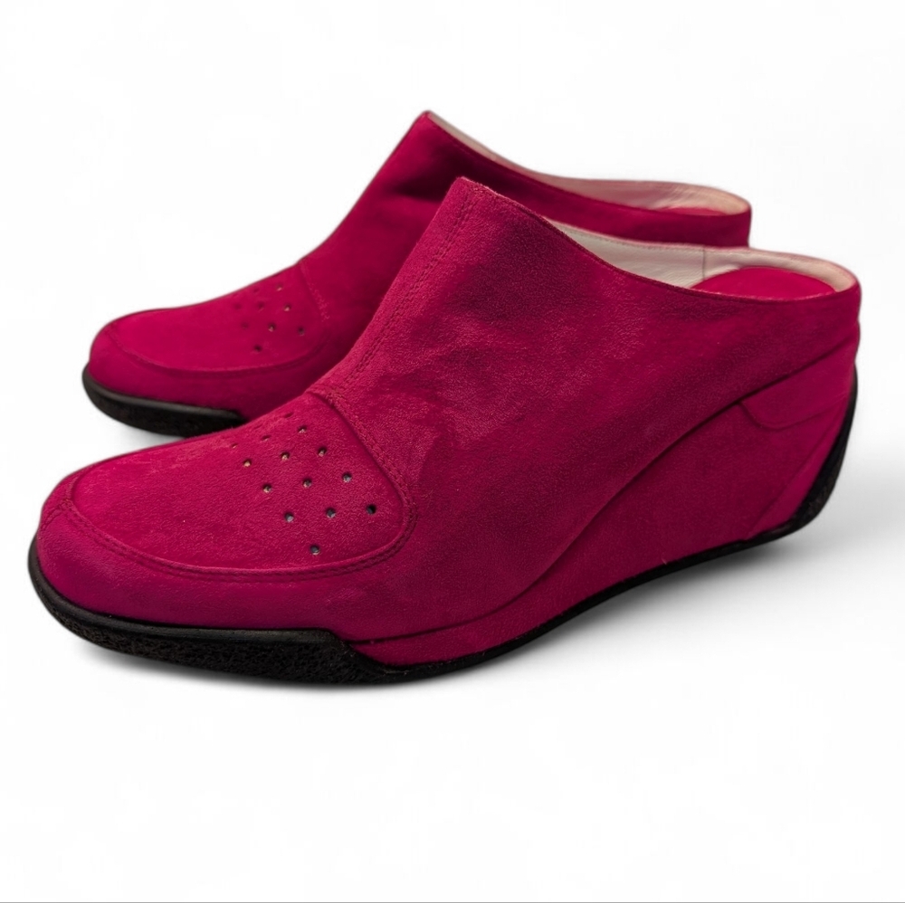 "NEW" Via Spiga Suede Mule Slip On Platform Shoes - Picture 2 of 13